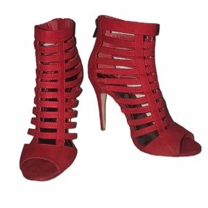 Anne Michelle Red Gladiator Zip-Up Heels
